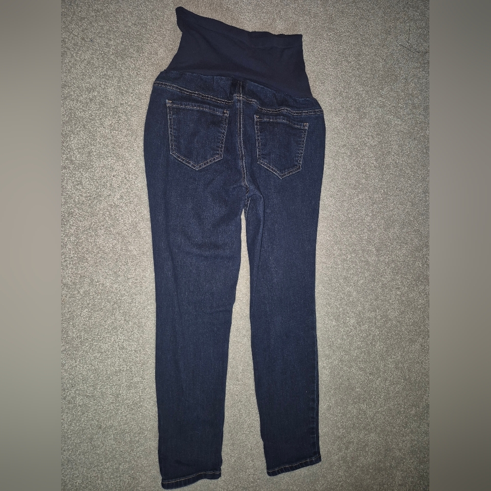 Maternity Blue Stretch  Skinny Jeans with Overband Waist